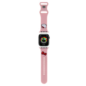 Apple Watch 38mm Hello Kitty Orjinal Lisanslı Yazı Logolu Fiyonk & Kitty Head Silikon Kordon