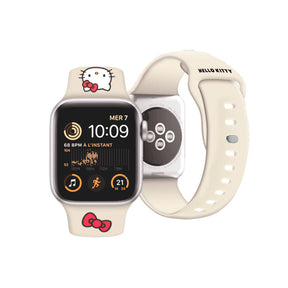 Apple Watch 41mm Hello Kitty Orjinal Lisanslı Yazı Logolu Fiyonk & Kitty Head Silikon Kordon