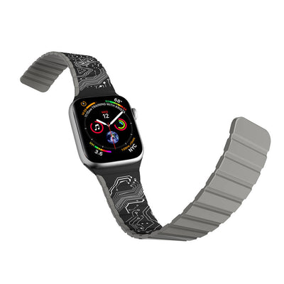 Apple Watch 42mm Kordon Youngkit Technological Magnetik Tak Çıkar Silikon Strap Kayış Siyah