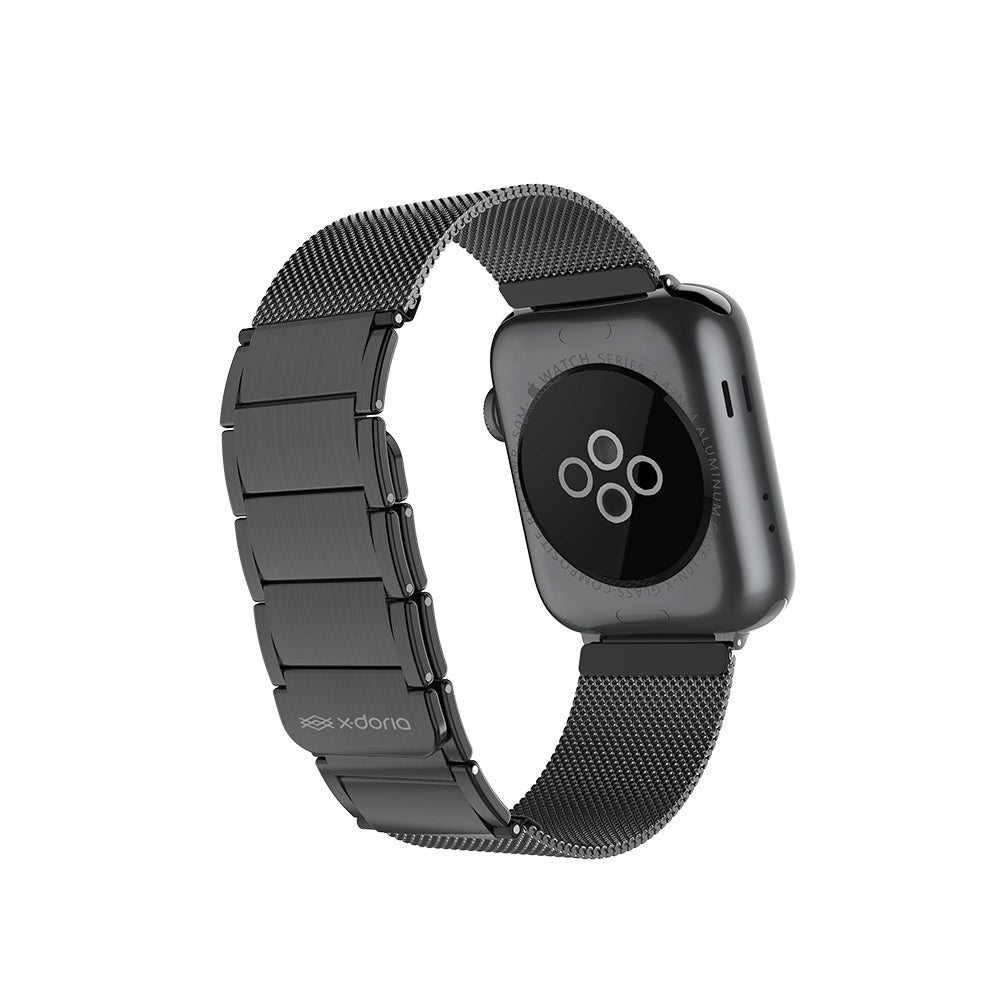 Apple Watch 42mm Raptic Classic Plus Serisi Magnetik Metal Hasır Kordon Siyah