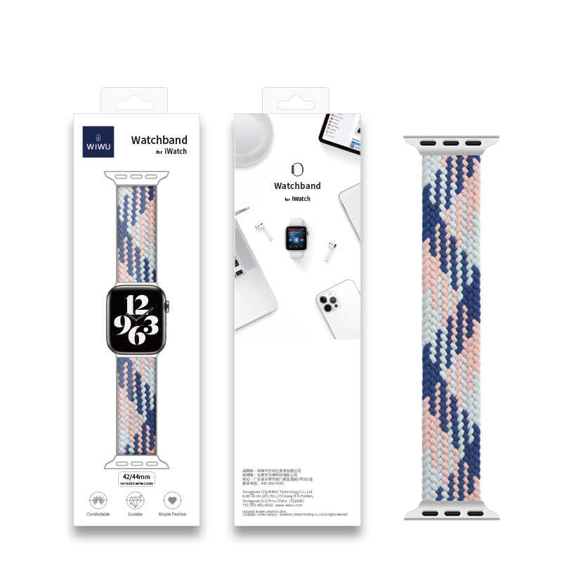 Apple Watch 42mm Wiwu Braided Solo Loop Contrast Color Medium Kordon NO5
