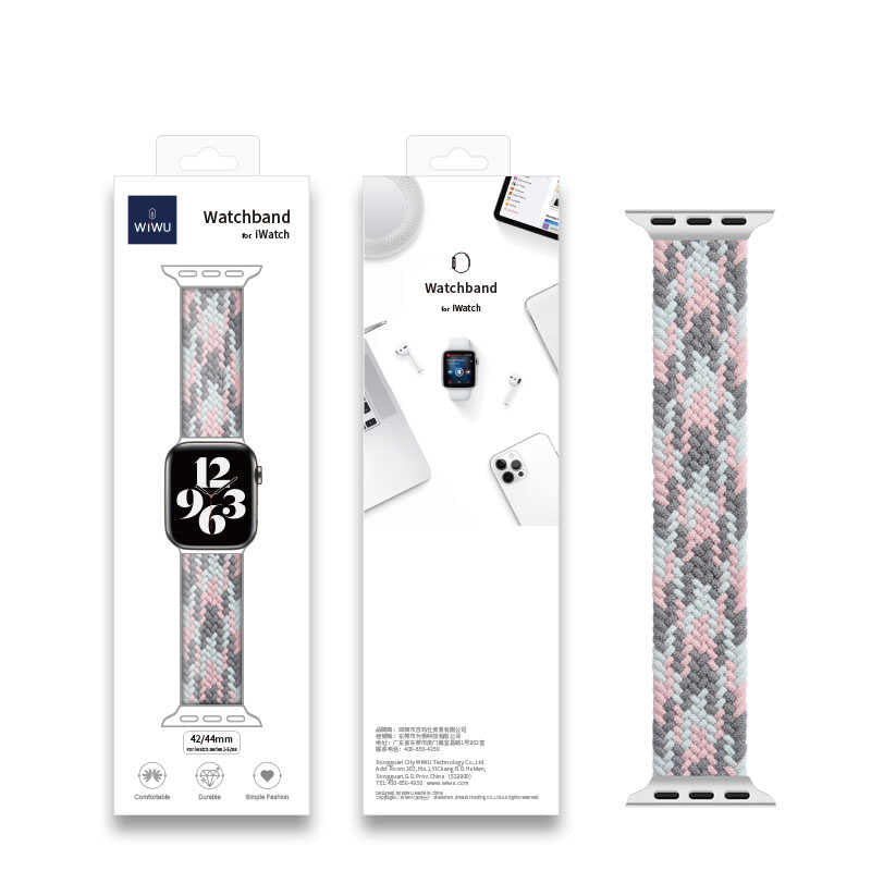 Apple Watch 42mm Wiwu Braided Solo Loop Contrast Color Small Kordon NO3