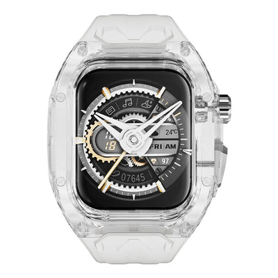 Apple Watch 42mm Wiwu Wi-WB013 Rambo Serisi 2in1 Şeffaf PC Kasa Koruyuculu Kauçuk Kordon Beyaz
