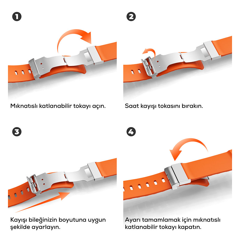 Watch 42mm Zore KRD-145 Metal Tokalı Silikon Kordon