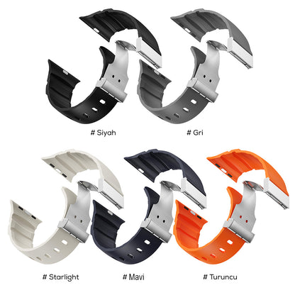 Watch 42mm Zore KRD-145 Metal Tokalı Silikon Kordon