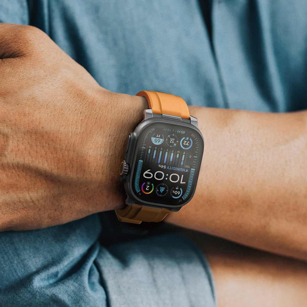 Apple Watch 44mm Amazingthing Titan Chrono Silikon Kordon Beyaz