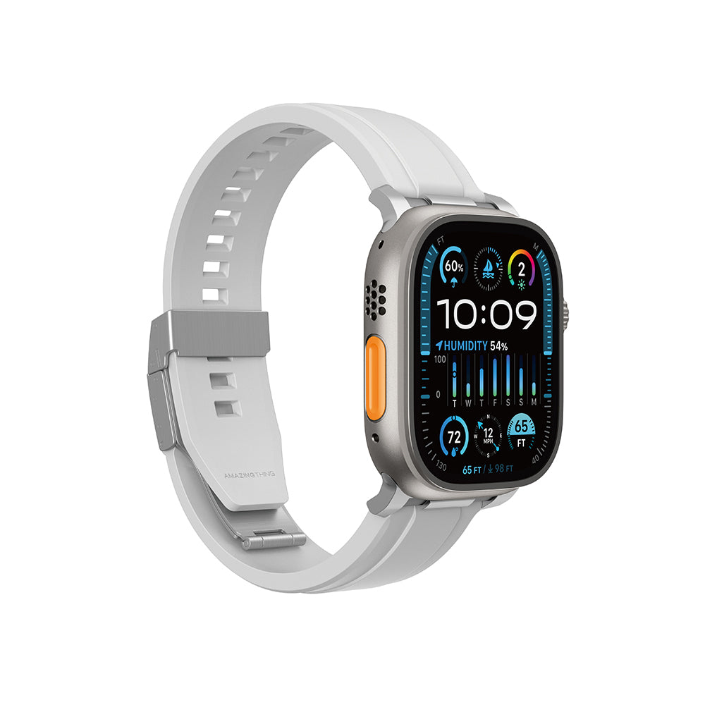 Apple Watch 44mm Amazingthing Titan Chrono Silikon Kordon Beyaz