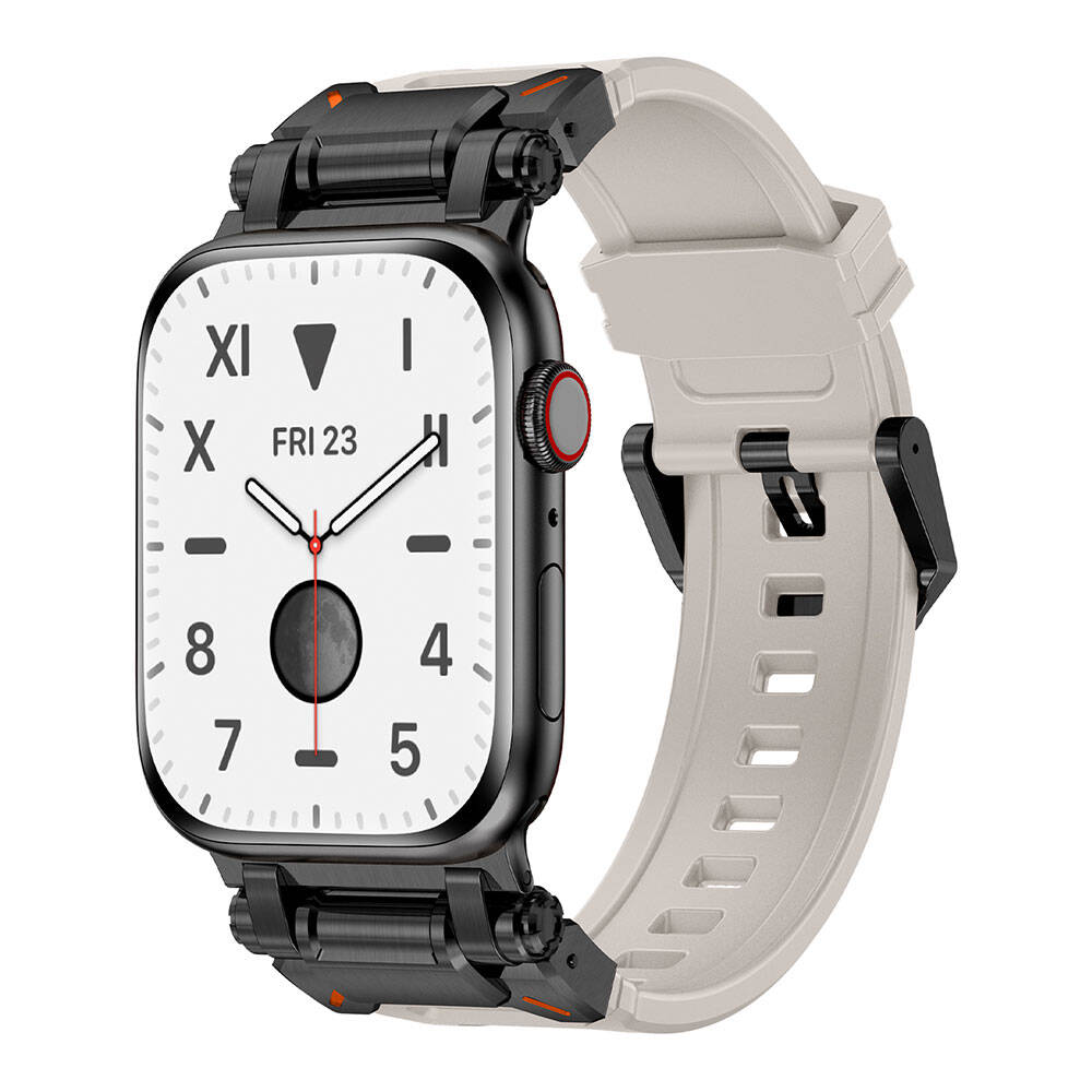 Watch 44mm Zore KRD-101 Titanyum Metal Başlıklı Silikon Kordon