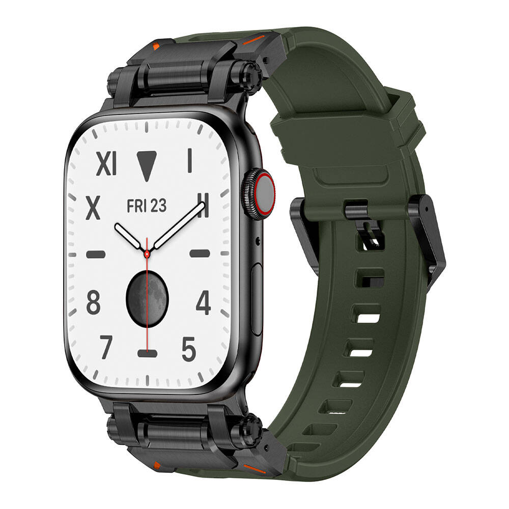 Watch 44mm Zore KRD-101 Titanyum Metal Başlıklı Silikon Kordon