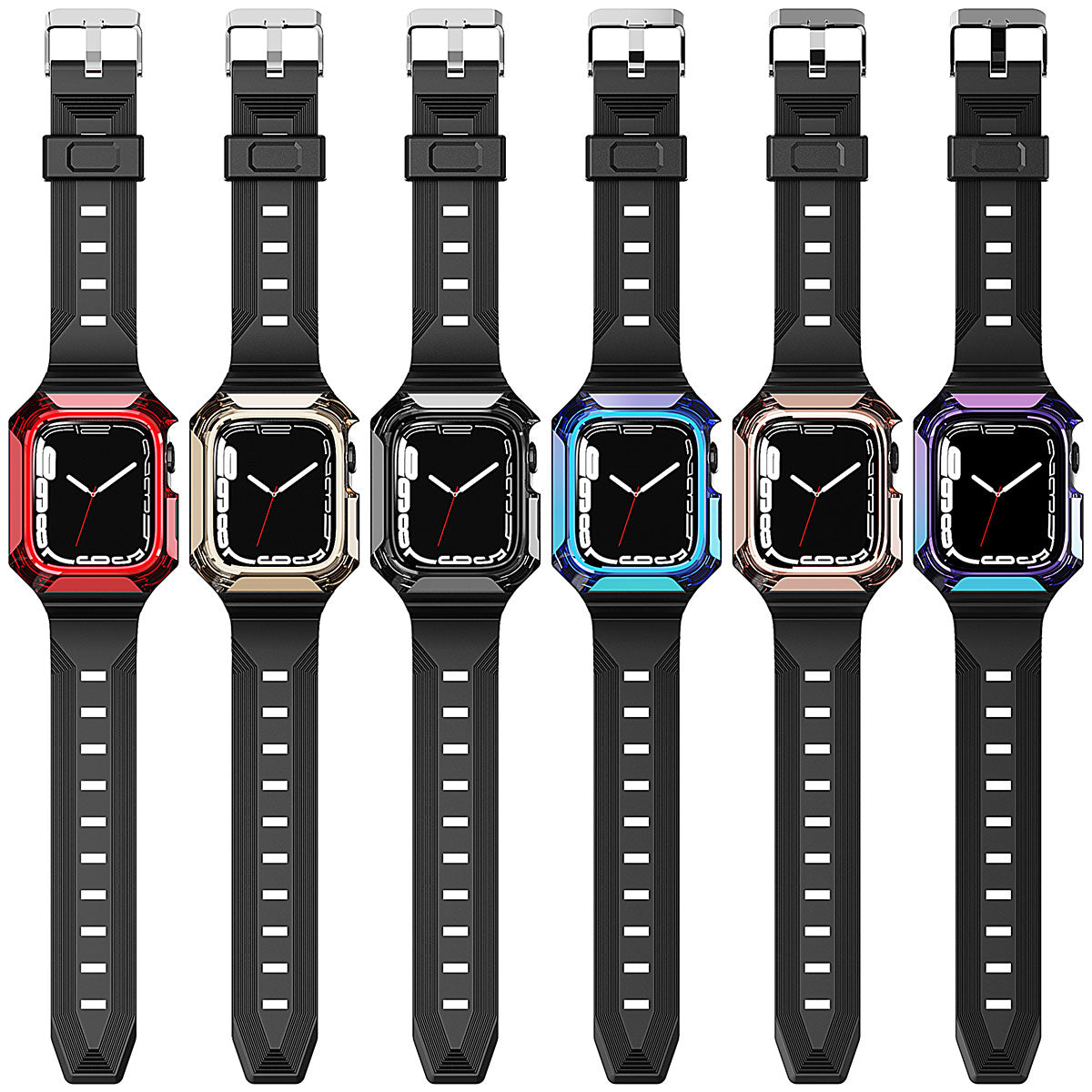Watch 44mm Zore KRD-88 Sert PC Kasa Koruyuculu Silikon Kordon