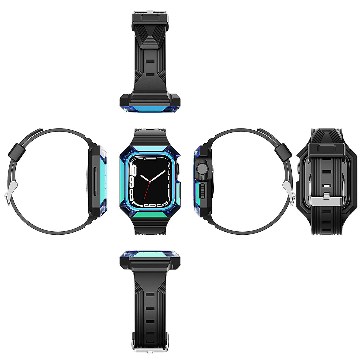 Watch 44mm Zore KRD-88 Sert PC Kasa Koruyuculu Silikon Kordon
