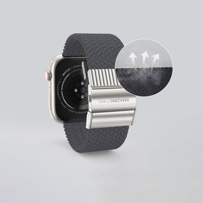 Apple Watch 7 41mm Amazingthing Titan Weave 2 Sport Örgü Kordon Gri