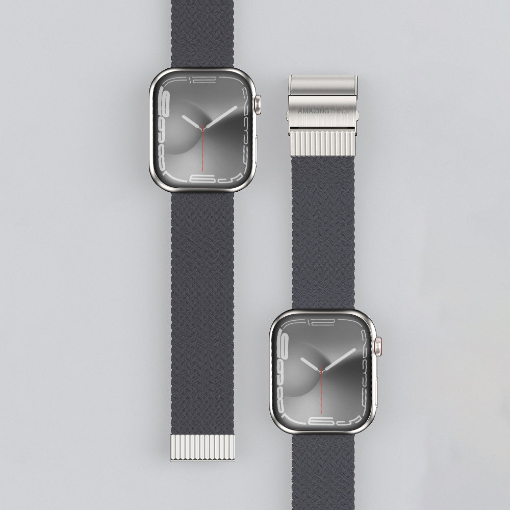 Apple Watch 7 41mm Amazingthing Titan Weave 2 Sport Örgü Kordon Gri