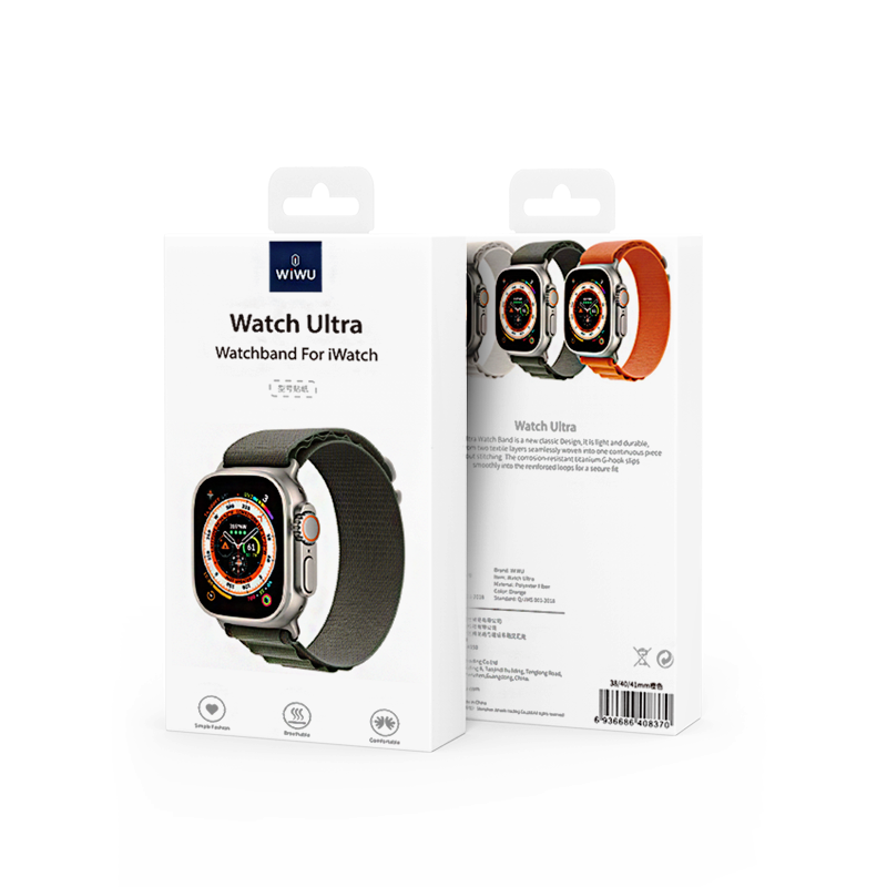 Apple Watch 7 41mm Kordon Wiwu WU-01 Hasır Örgü Strap Kayış Koyu Yeşil