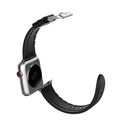 Apple Watch 7 41mm Raptic Hybrid Leather Serisi Deri Kordon Siyah