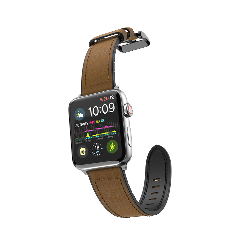 Apple Watch 7 41mm Raptic Hybrid Leather Serisi Deri Kordon Kahverengi