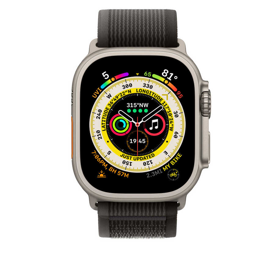 Apple Watch 7 41mm Wiwu Trail Loop Naylon Örgü İşlemeli Hasır Kordon Strap Kayış Gri-Mavi