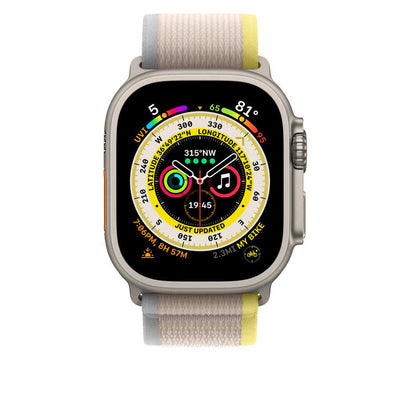 Apple Watch 7 41mm Wiwu Trail Loop Naylon Örgü İşlemeli Hasır Kordon Strap Kayış Beyaz-Sarı