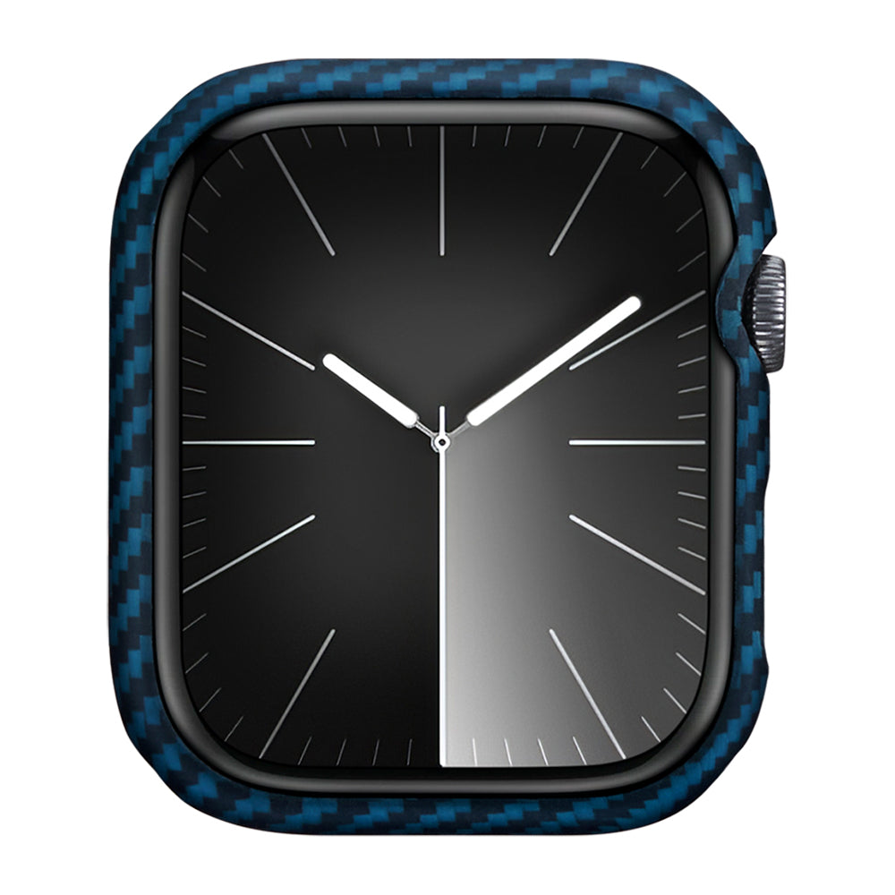 Apple Watch 7 45mm 600D Aramid Fiber Classic Serisi Black-Blue Twill Kasa Koruyucu Pitaka Air Case