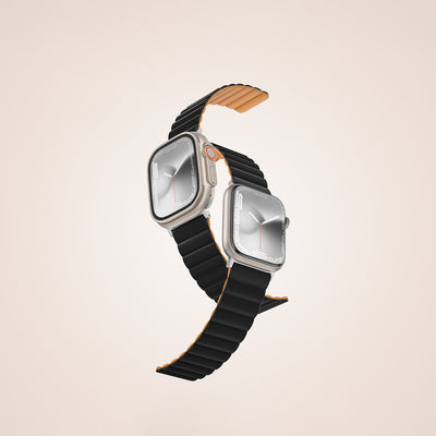 Apple Watch 7 45mm Amazingthing Smoothie Mag Magnetik Tak Çıkar Silikon Strap Kayış Siyah-Turuncu