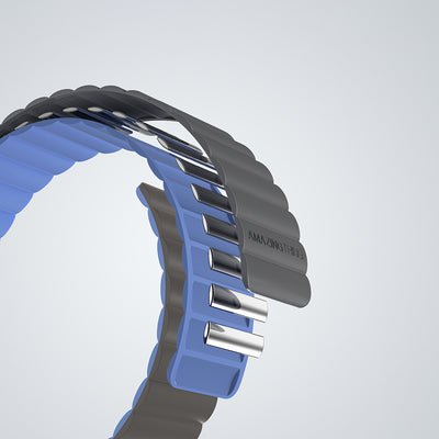 Apple Watch 7 45mm Amazingthing Smoothie Mag Magnetik Tak Çıkar Silikon Strap Kayış Siyah-Turuncu