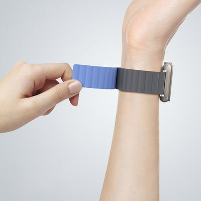 Apple Watch 7 45mm Amazingthing Smoothie Mag Magnetik Tak Çıkar Silikon Strap Kayış Siyah-Turuncu