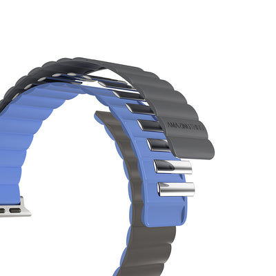 Apple Watch 7 45mm Amazingthing Smoothie Mag Magnetik Tak Çıkar Silikon Strap Kayış Siyah-Turuncu