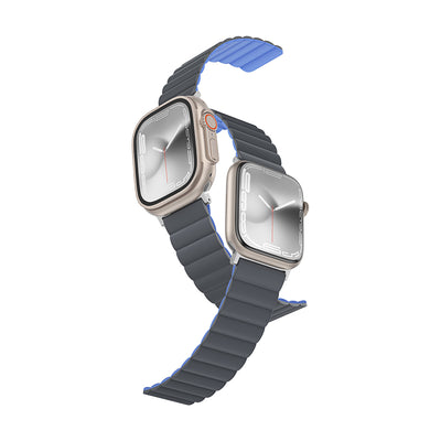 Apple Watch 7 45mm Amazingthing Smoothie Mag Magnetik Tak Çıkar Silikon Strap Kayış Siyah-Turuncu