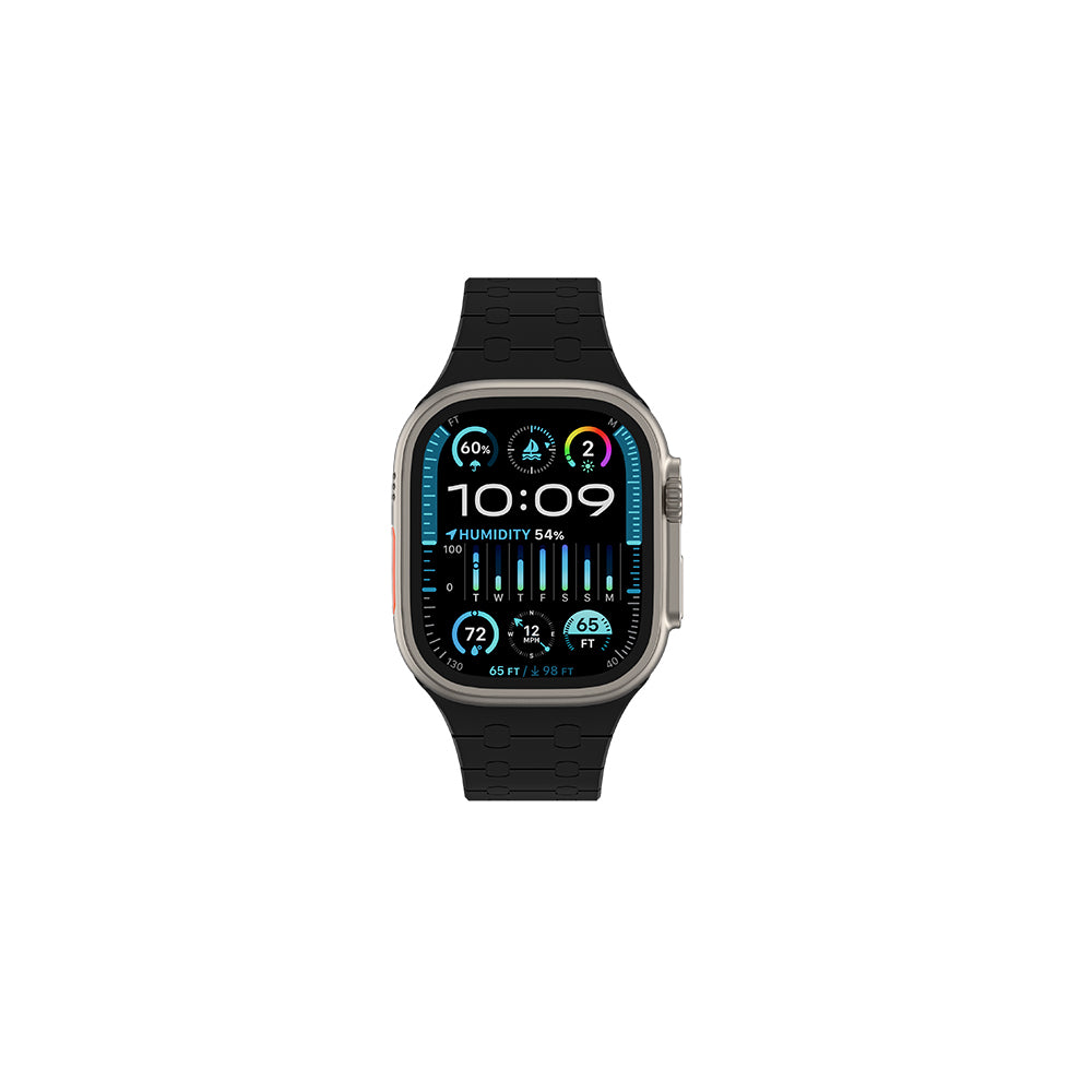 Apple Watch 7 45mm Amazingthing Smoothie Sport Magnetik Tak Çıkar Silikon Strap Kayış Siyah-Mor
