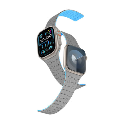 Apple Watch 7 45mm Amazingthing Smoothie Sport Magnetik Tak Çıkar Silikon Strap Kayış Siyah-Mor