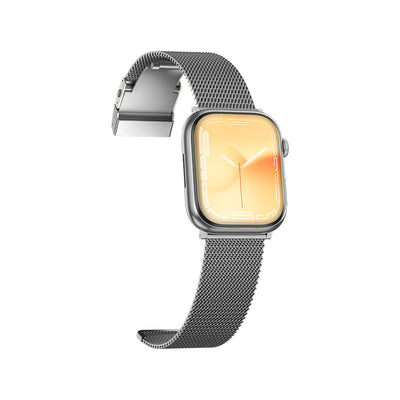 Apple Watch 7 45mm Amazingthing Titan Metal Hasır Kordon Gümüş