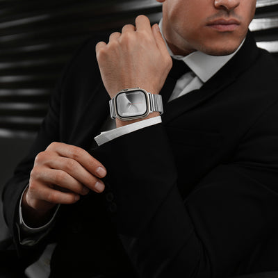 Apple Watch 7 45mm Amazingthing Titan Steel Metal Kordon Gümüş