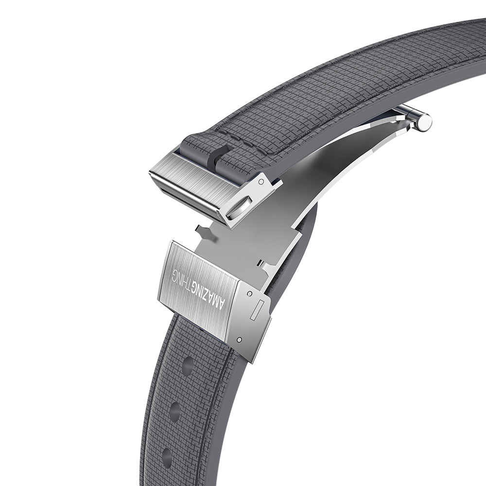 Apple Watch 7 45mm Amazingthing Titan Swift Deri Dokulu Silikon Kordon Gri