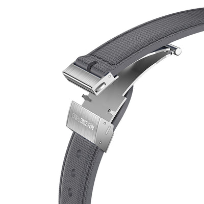 Apple Watch 7 45mm Amazingthing Titan Swift Deri Dokulu Silikon Kordon Gri