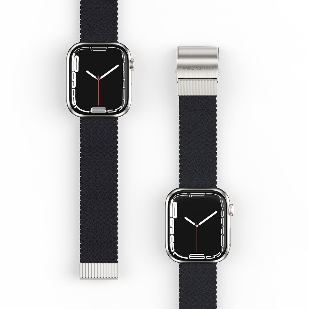 Apple Watch 7 45mm Amazingthing Titan Weave Örgü Sport Kordon Mavi