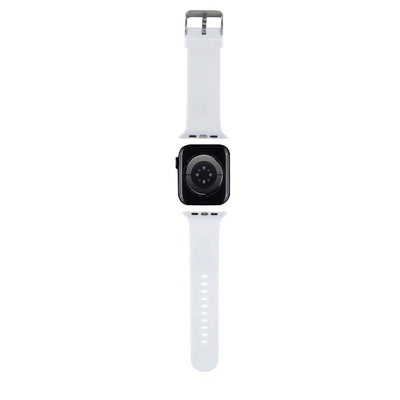 Apple Watch 7 45mm Karl Lagerfeld Orjinal Lisanslı İkonik Karl & Choupette Logolu Silikon Kordon Beyaz