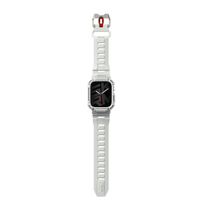 Apple Watch 7 45mm Skinarma Mecha 2in1 TPU Kasa Koruyucu + Silikon Kordon Açık Gri
