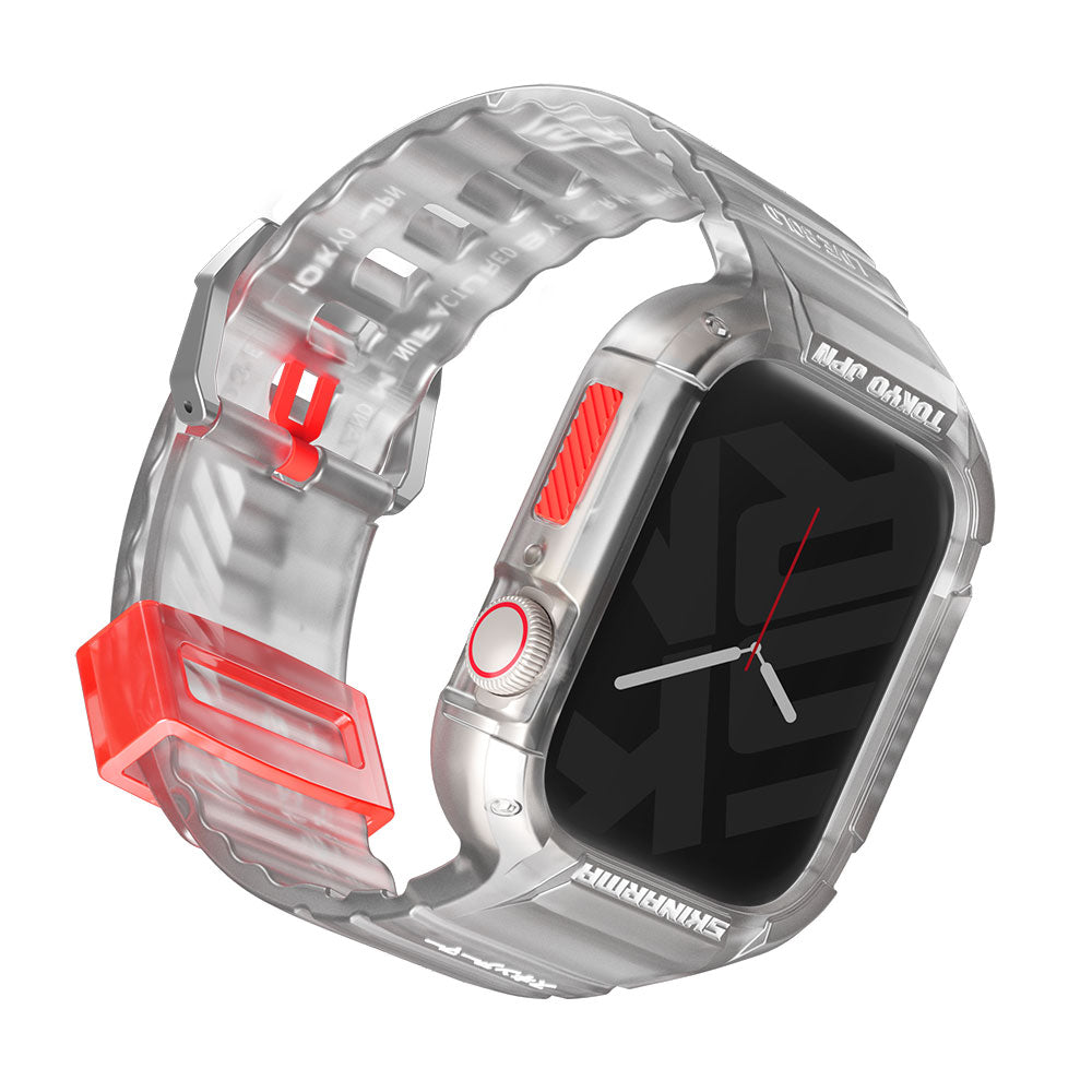Apple Watch 7 45mm SkinArma Saido Sert PC Kasa Koruyuculu Silikon Kordon Füme