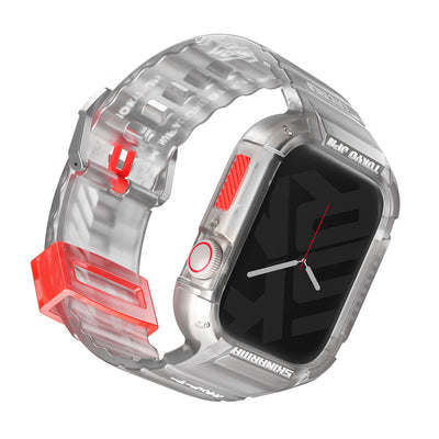 Apple Watch 7 45mm SkinArma Saido Sert PC Kasa Koruyuculu Silikon Kordon Füme