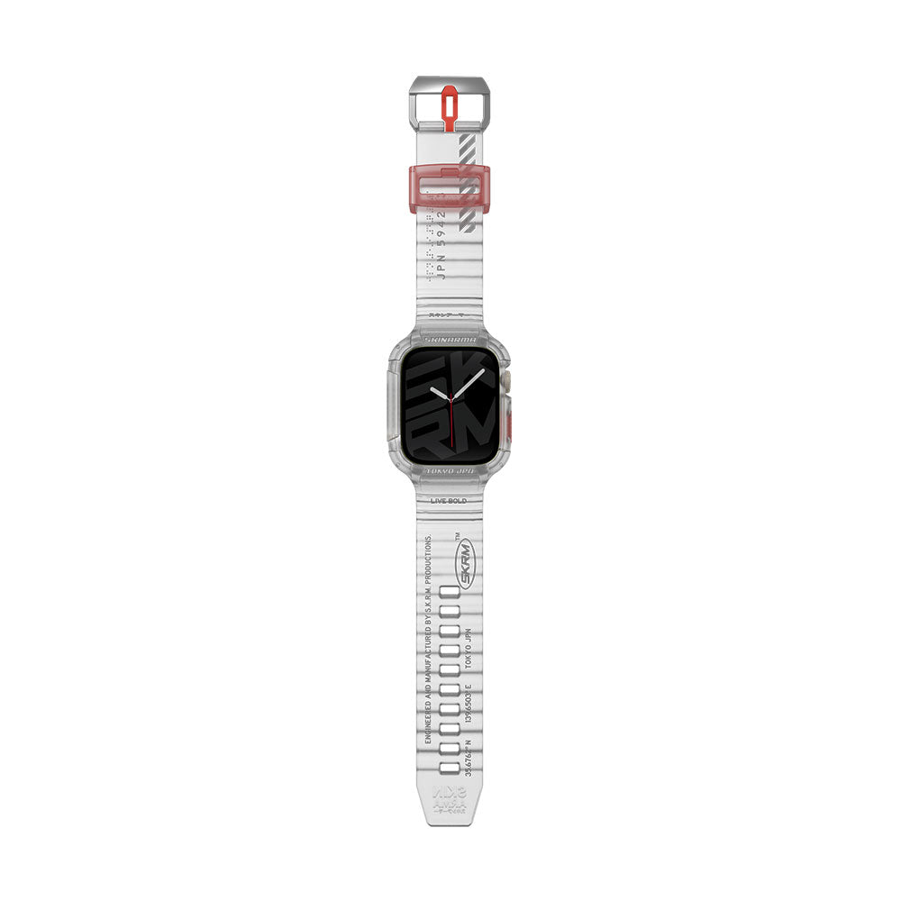 Apple Watch 7 45mm SkinArma Saido Sert PC Kasa Koruyuculu Silikon Kordon Füme