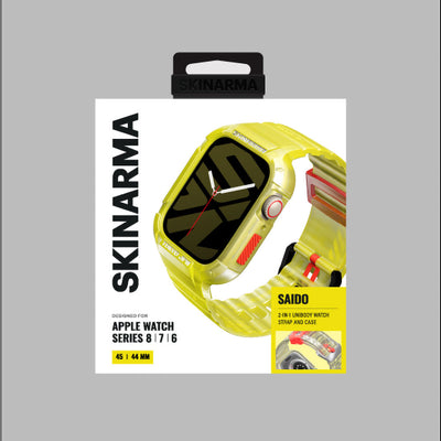 Apple Watch 7 45mm SkinArma Saido Sert PC Kasa Koruyuculu Silikon Kordon Lacivert