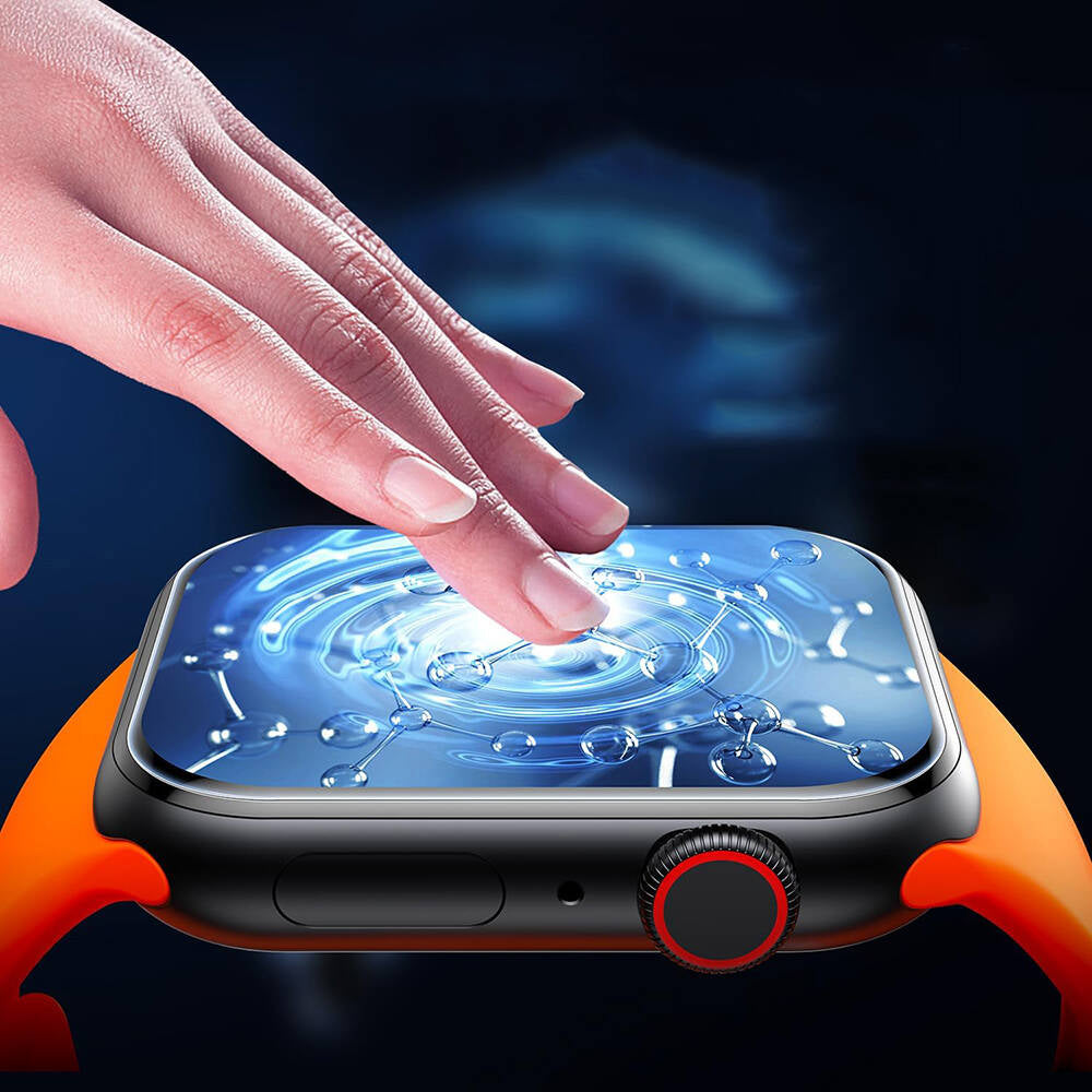 Apple Watch 7 45mm Wiwu Wi-JD105 Easy Install PMMA Pet Ekran Koruyucu + Kolay Uygulama Aparatı Siyah