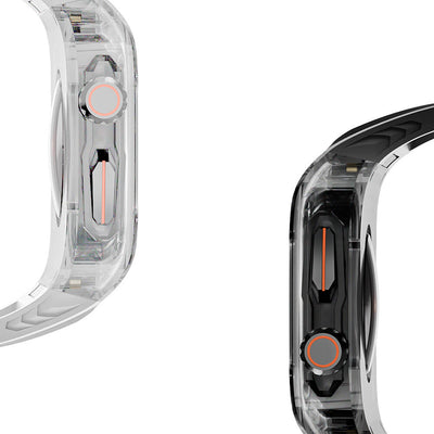 Apple Watch 7 45mm Wiwu Wi-WB013 Rambo Serisi 2in1 Şeffaf PC Kasa Koruyuculu Kauçuk Kordon Beyaz
