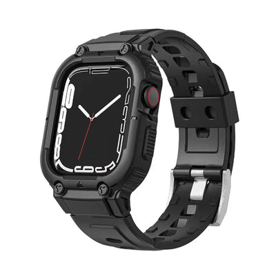 Apple Watch 7 45mm Wiwu Wi-WB014 Armor Serisi 2in1 Sert PC Kasa Koruyuculu Silikon Kordon Yeşil