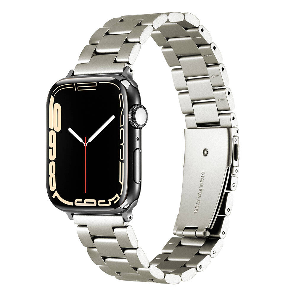 Apple Watch 7 45mm Zore KRD-93 Metal Kordon ZARİF SAĞLAM KALİTELİ TİTANYUM