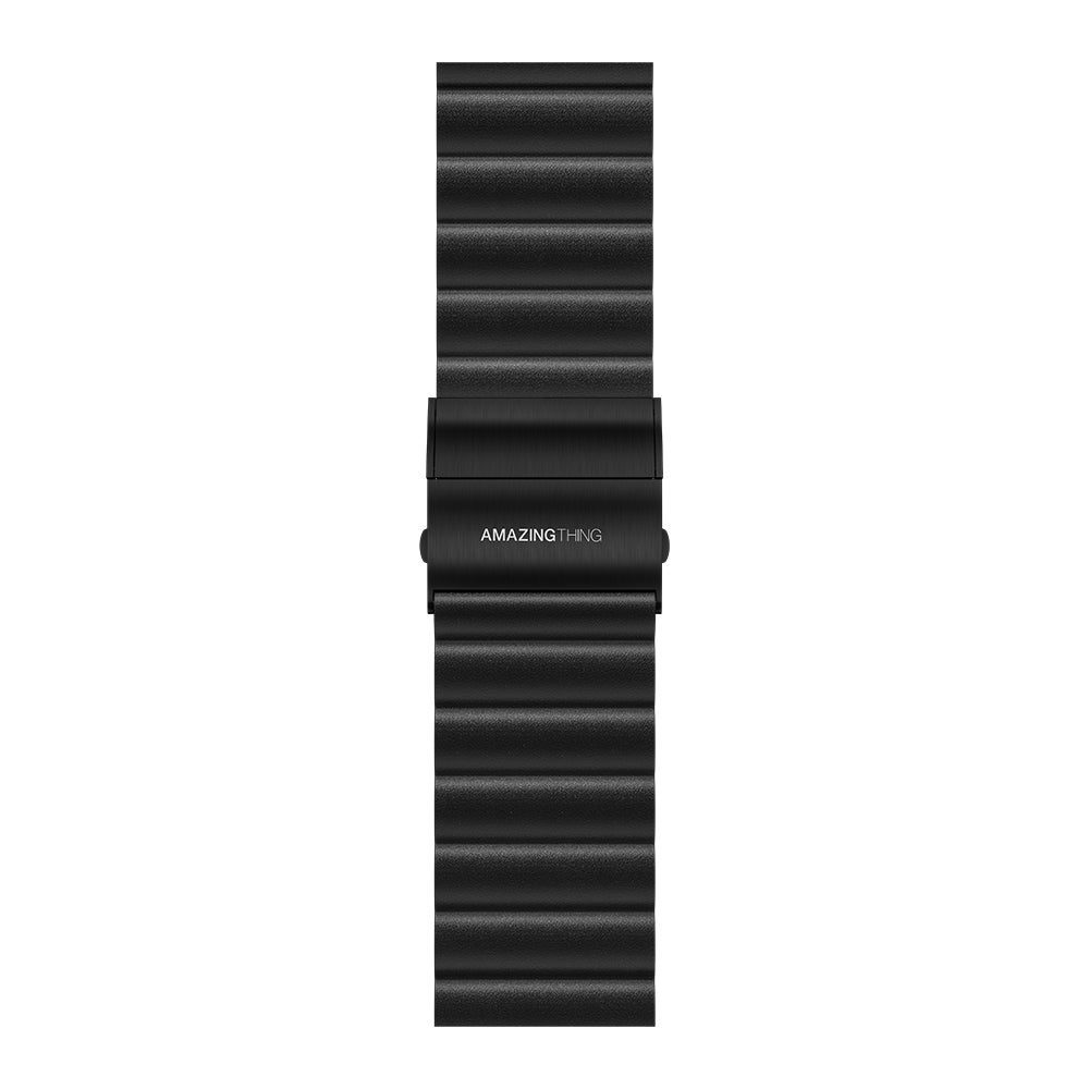 Apple Watch Serisi Uyumlu Amazing Thing Glamour Sense Deri Kordon Siyah