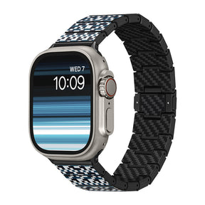 Apple Watch Serisi Uyumlu Aramid Fiber ve Karbon Fiber Pitaka Dreamland ChromaCarbon Serisi Mosaic Universal Kordon