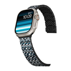 Apple Watch Serisi Uyumlu Aramid Fiber ve Karbon Fiber Pitaka Dreamland ChromaCarbon Serisi Mosaic Universal Kordon