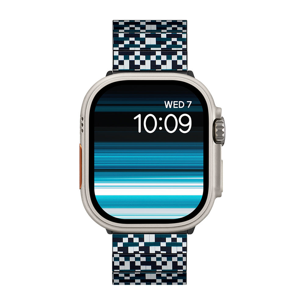 Apple Watch Serisi Uyumlu Aramid Fiber ve Karbon Fiber Pitaka Dreamland ChromaCarbon Serisi Mosaic Universal Kordon