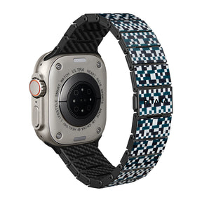 Apple Watch Serisi Uyumlu Aramid Fiber ve Karbon Fiber Pitaka Dreamland ChromaCarbon Serisi Mosaic Universal Kordon